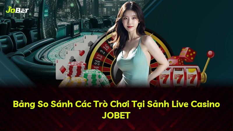 Bảng So Sánh Các Trò Chơi Tại Sảnh Live Casino JOBET
